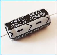 WEET WAB Axial 105C 1000H Polarized Aluminum Electrolytic Capacitors Super Low Voltage