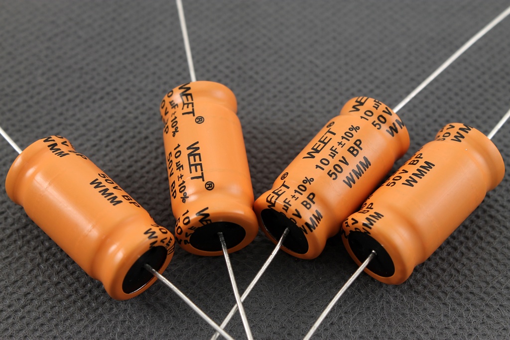 WEET WMM 10uF 50V BP Axial Bi Polar Aluminum Electrolytic Capacitors